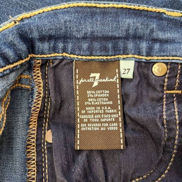 7 For All Mankind Soft Stretch Skinny Jeans medium Dark Wash High Rise Womens 27 - Picture 7 of 8